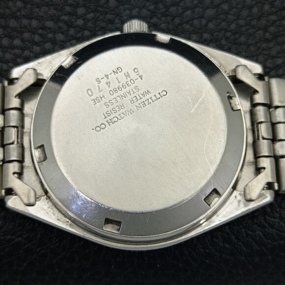 Vintage 1987 Citizen Automatic Mens Silver Watch W/daydate & Blue accents - Picture 8 of 10